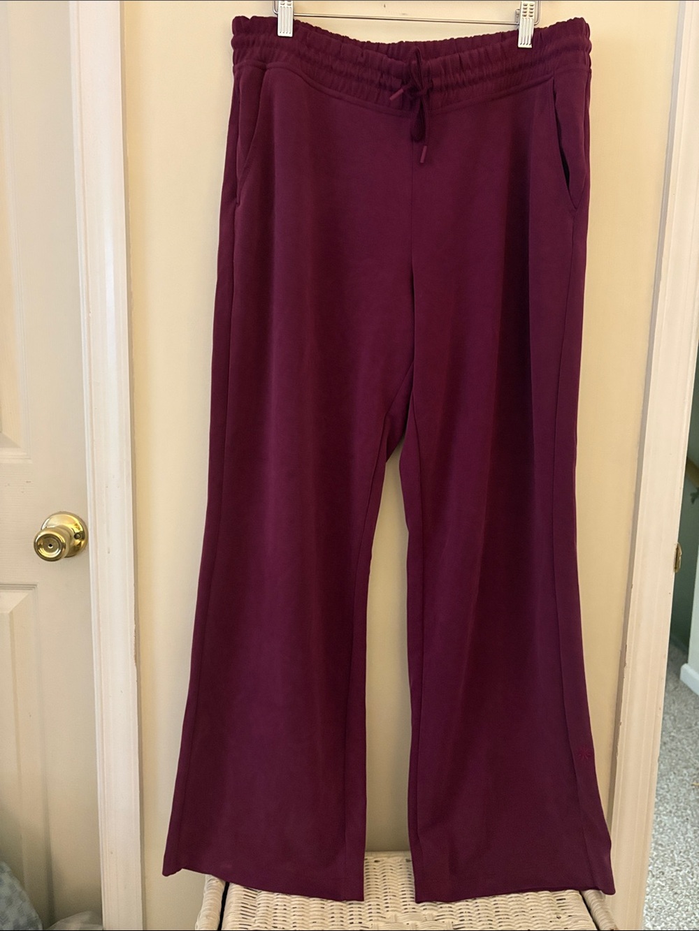 Athleta Super Soft Deep Plum Drawstring wide leg ant